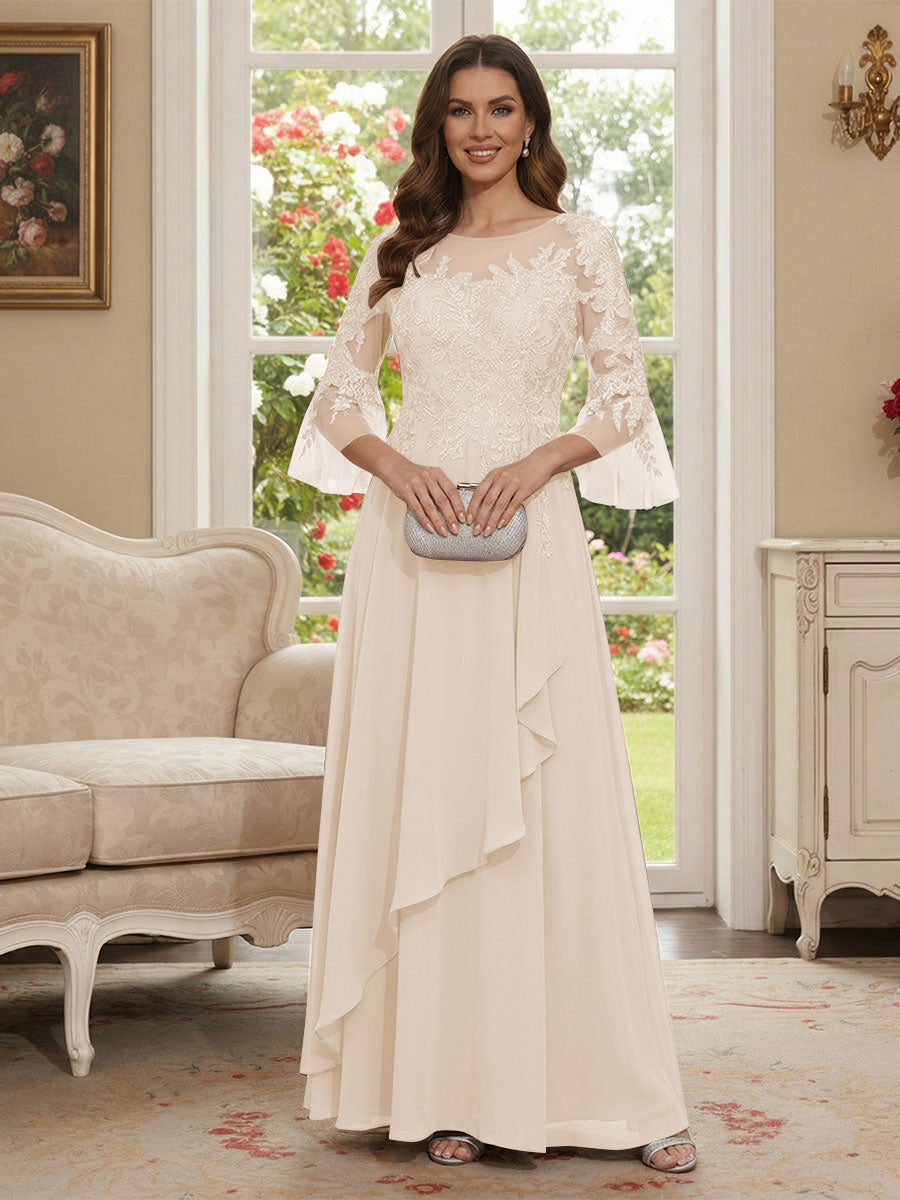Margaret June Champagne back view mother of the bride dress