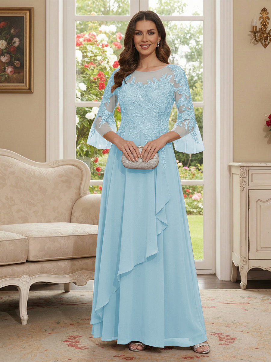 Margaret June Sky Blue back view mother of the bride dress
