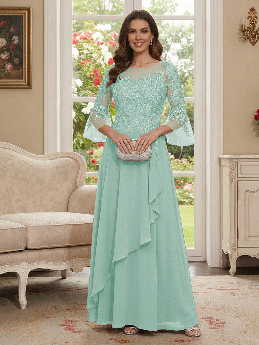 Margaret June Mint Green front view mother of the bride dress