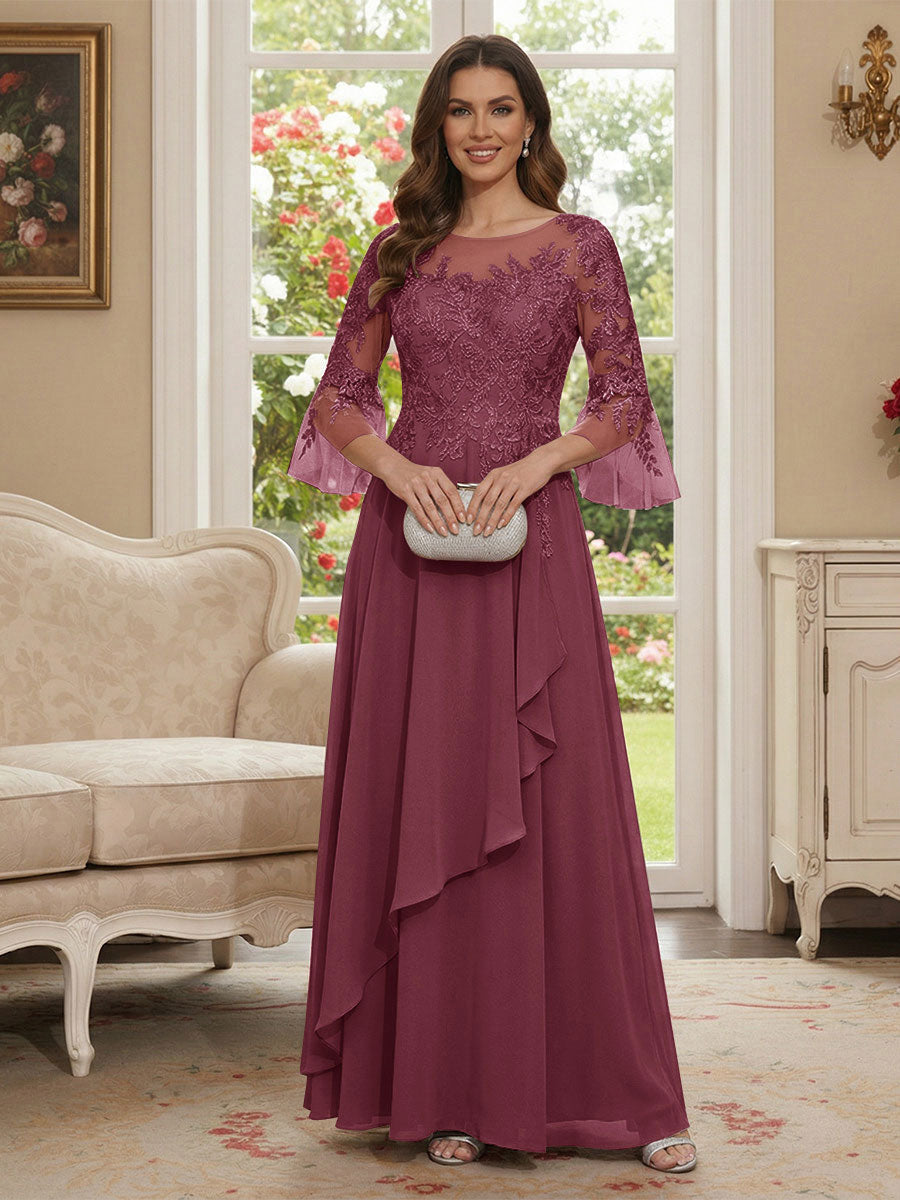 Margaret June Plum front view mother of the bride dress
