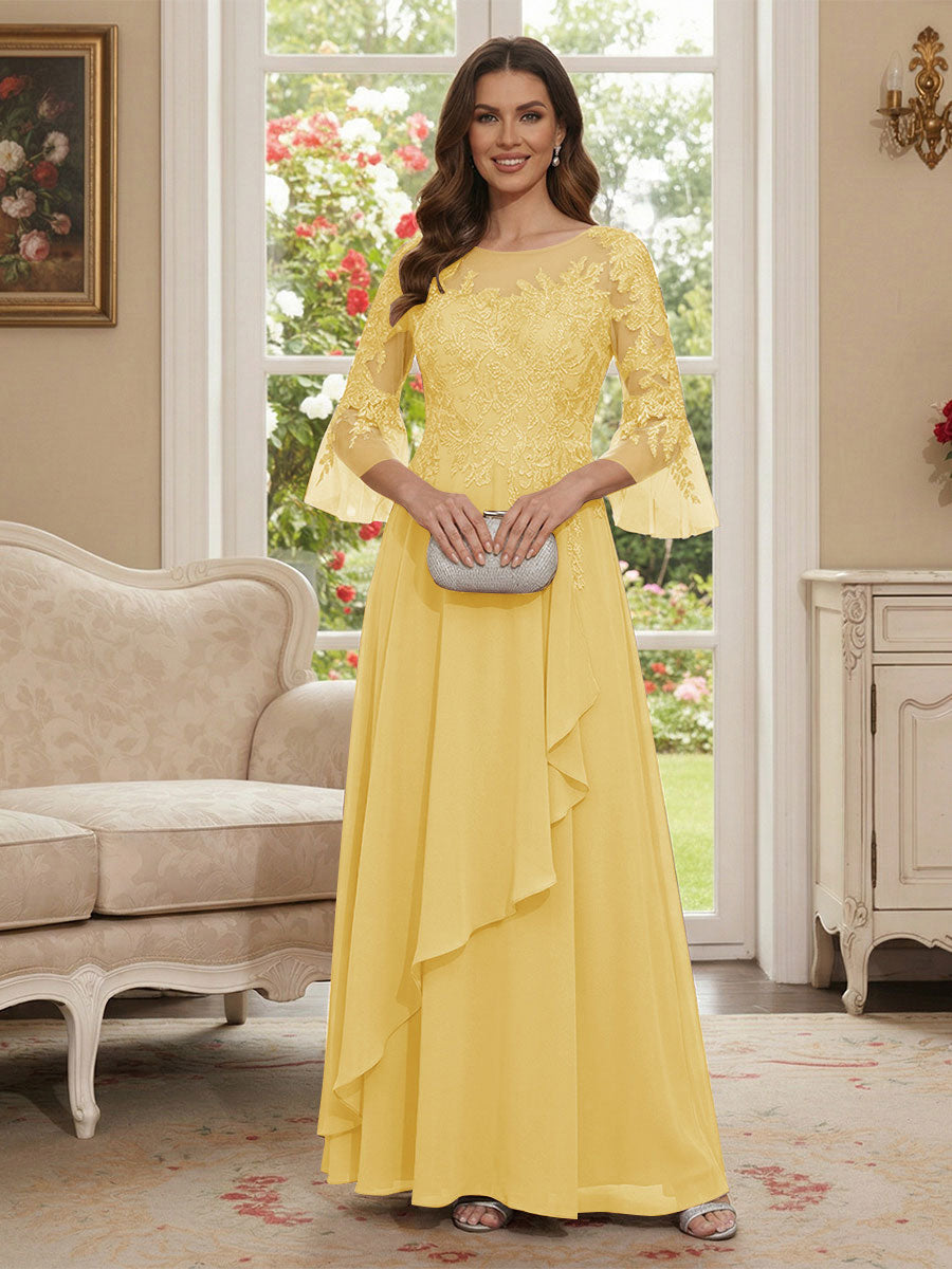 Margaret June Gold back view mother of the bride dress