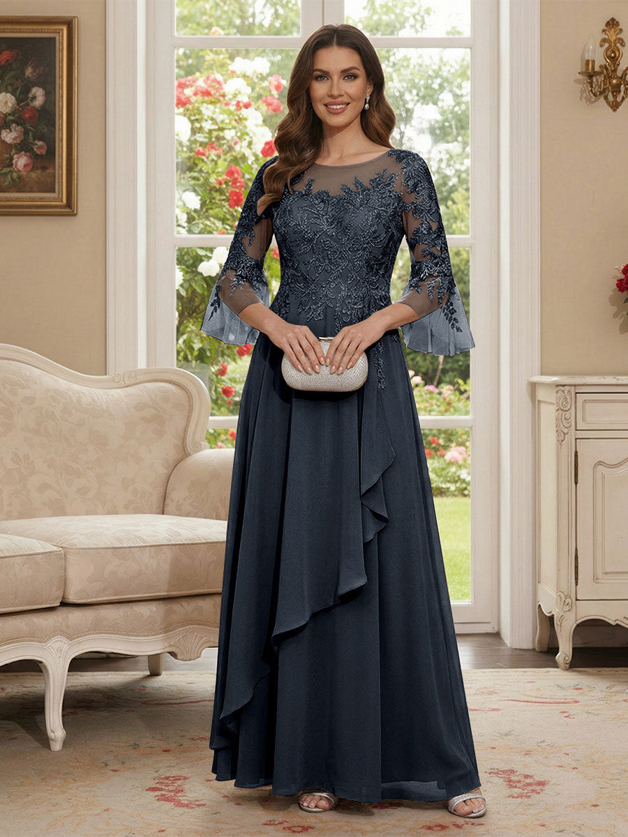Margaret June Navy Blue front view mother of the bride dress
