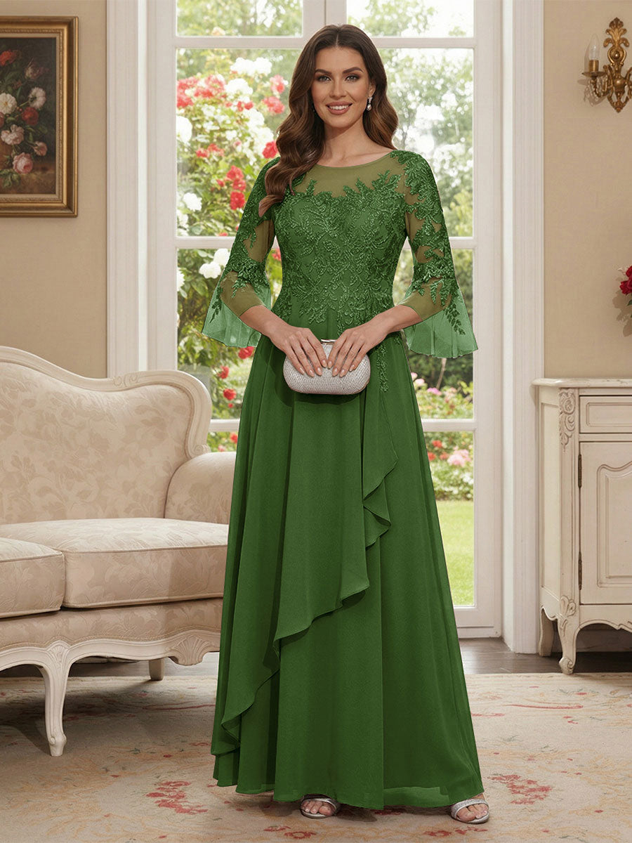 Margaret June Olive Green front view mother of the bride dress