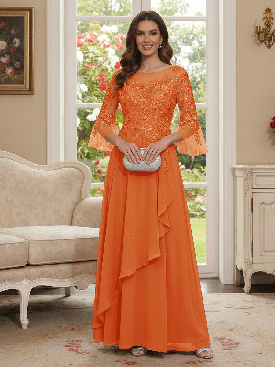Margaret June Orange front view mother of the bride dress
