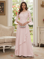 Margaret June Pearl Pink back view mother of the bride dress