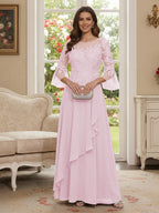Margaret June Rose Pink front view mother of the bride dress