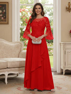 Margaret June Red front view mother of the bride dress