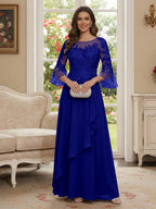 Margaret June Royal Blue side view mother of the bride dress