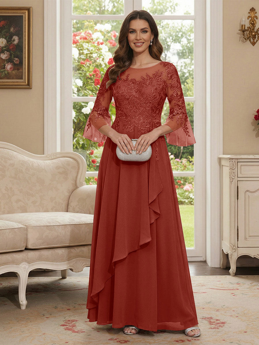 Margaret June Rust front view mother of the bride dress