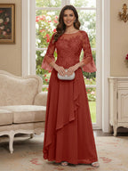 Margaret June Rust front view mother of the bride dress