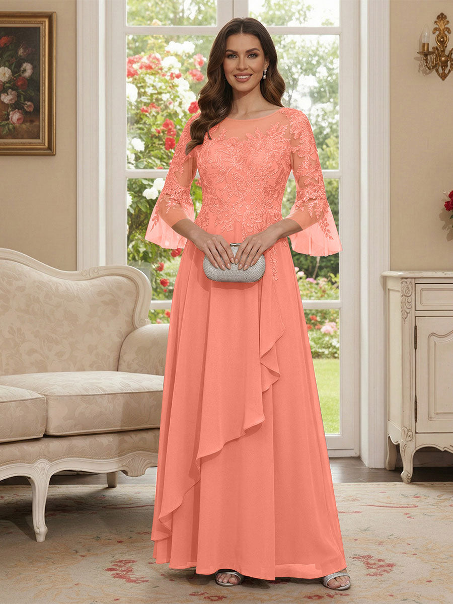 Margaret June Coral back view mother of the bride dress