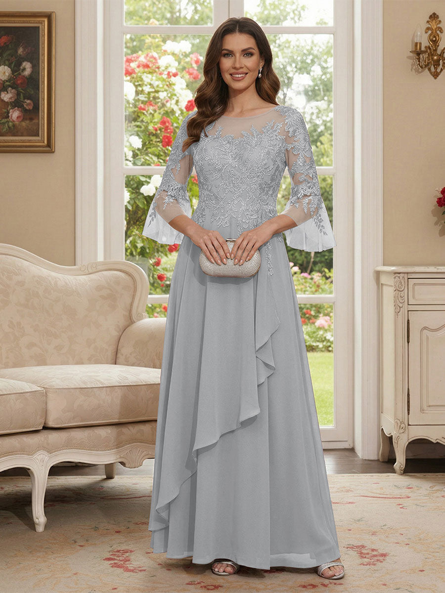Margaret June Silver front view mother of the bride dress