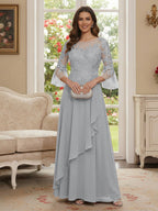 Margaret June Silver front view mother of the bride dress