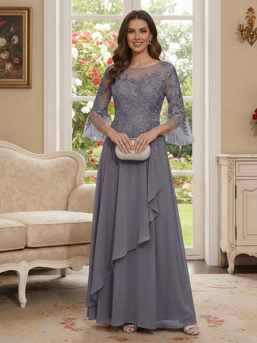 Margaret June Steel Grey front view mother of the bride dress