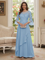 Margaret June Sky Blue side view mother of the bride dress