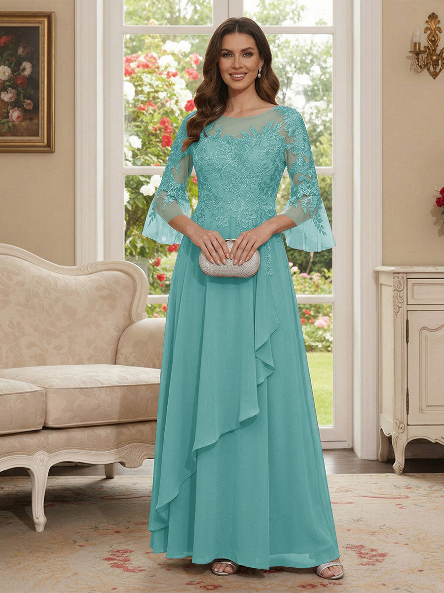 Margaret June Pool Blue back view mother of the bride dress