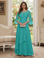 Margaret June Turquoise back view mother of the bride dress