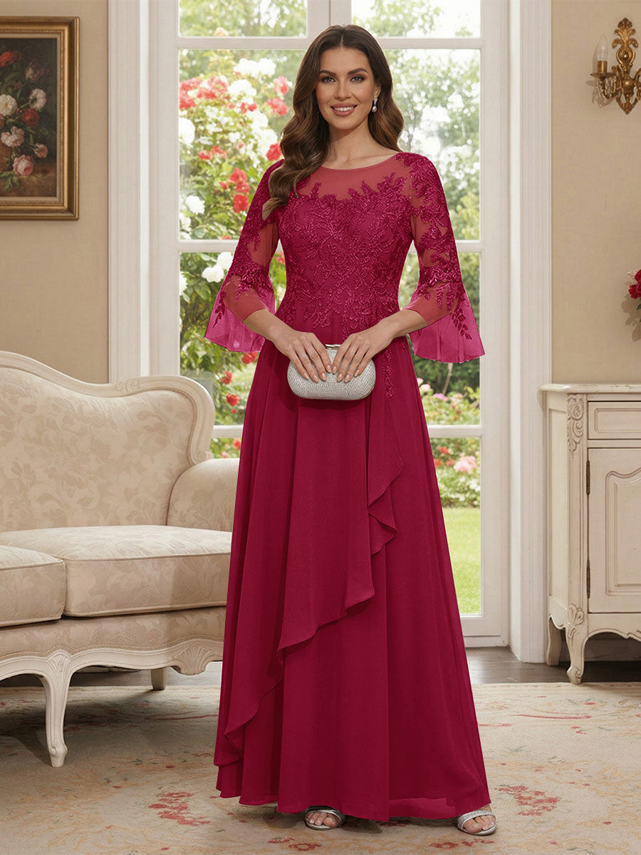 Margaret June Burgundy side view mother of the bride dress