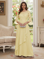 Margaret June Yellow front view mother of the bride dress