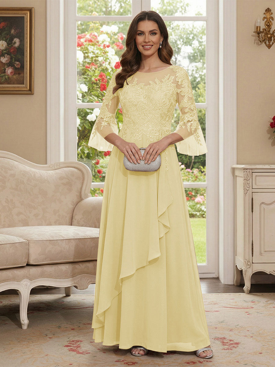 Margaret June Yellow front view mother of the bride dress