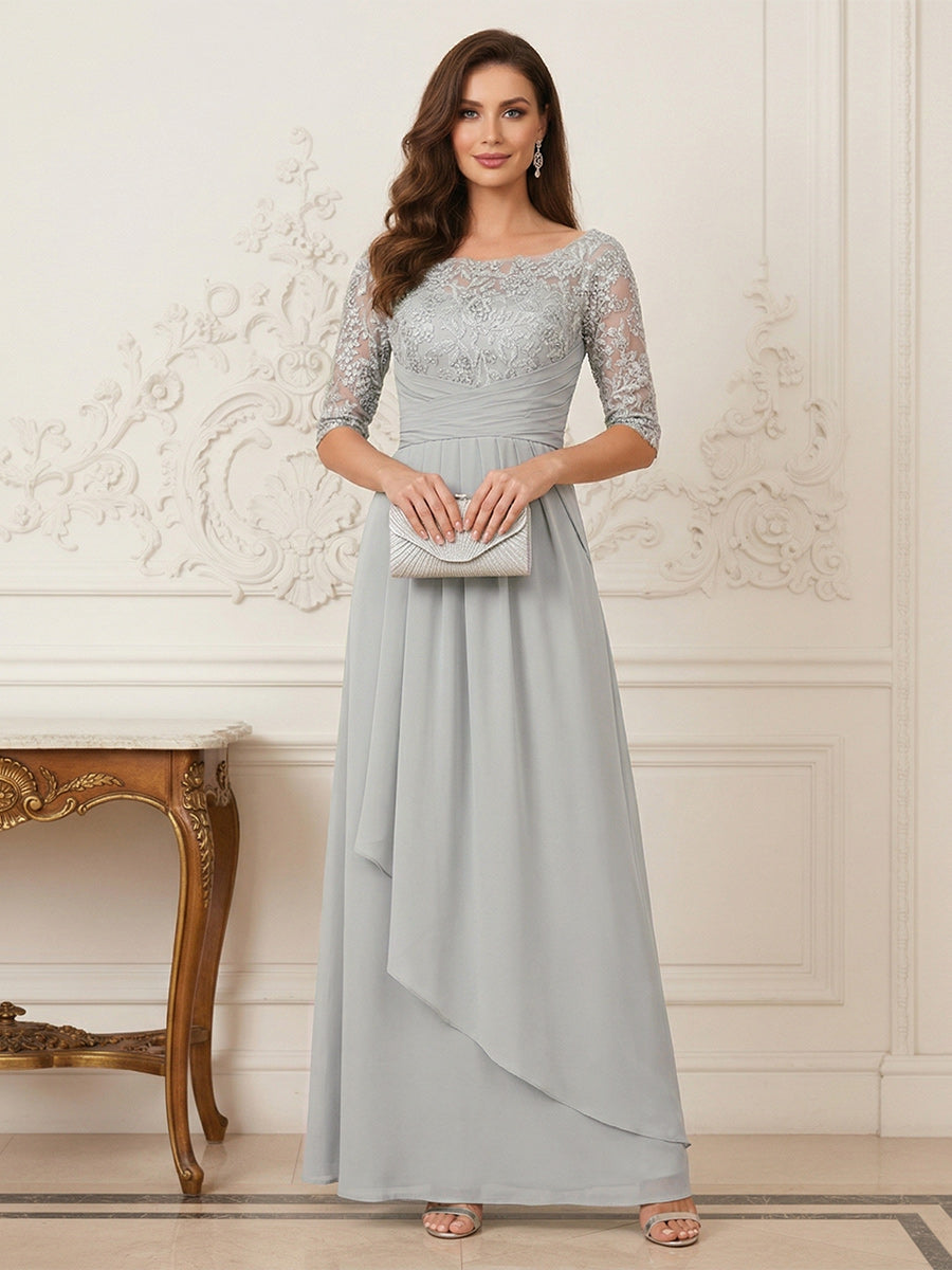 Corinne June Silver front view mother of the bride dress
