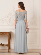 Corinne June Silver back view mother of the bride dress