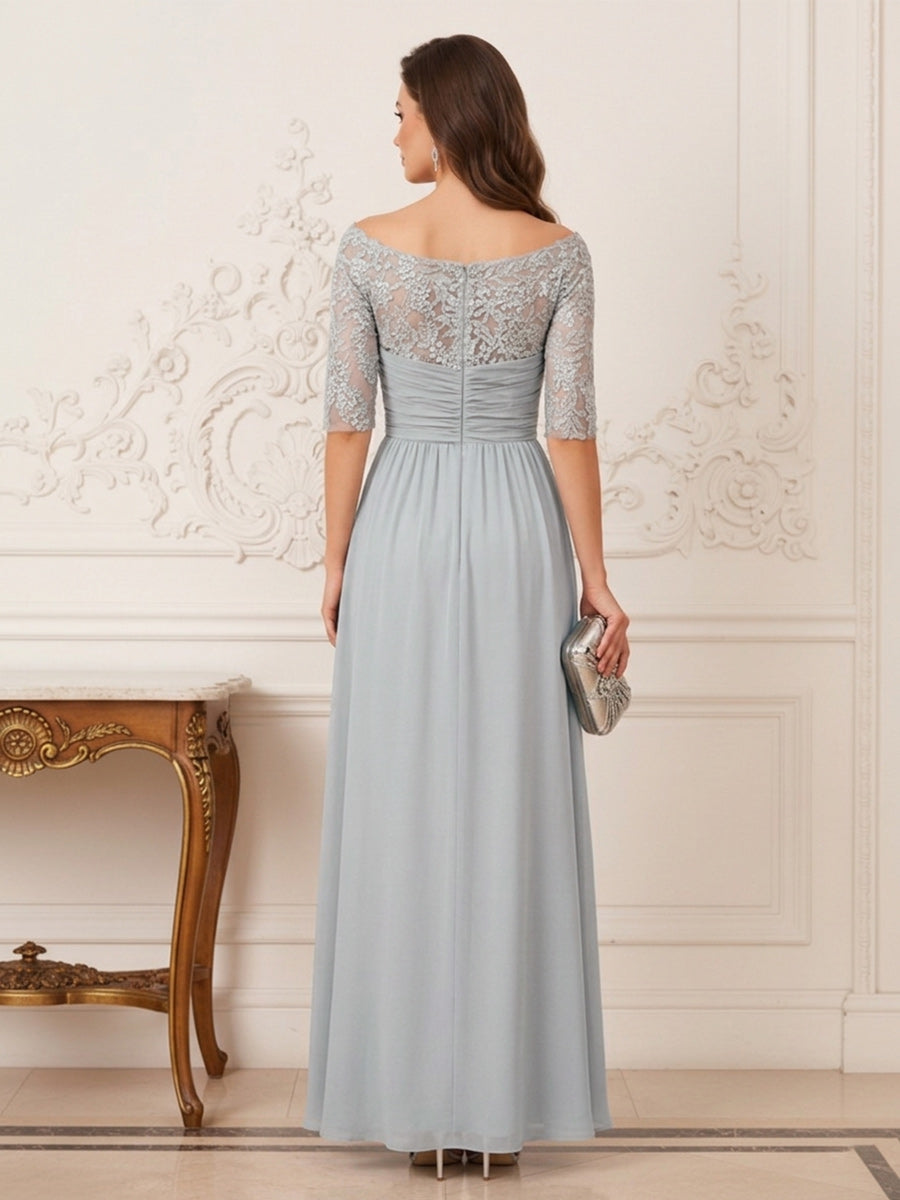 Corinne June Silver back view mother of the bride dress