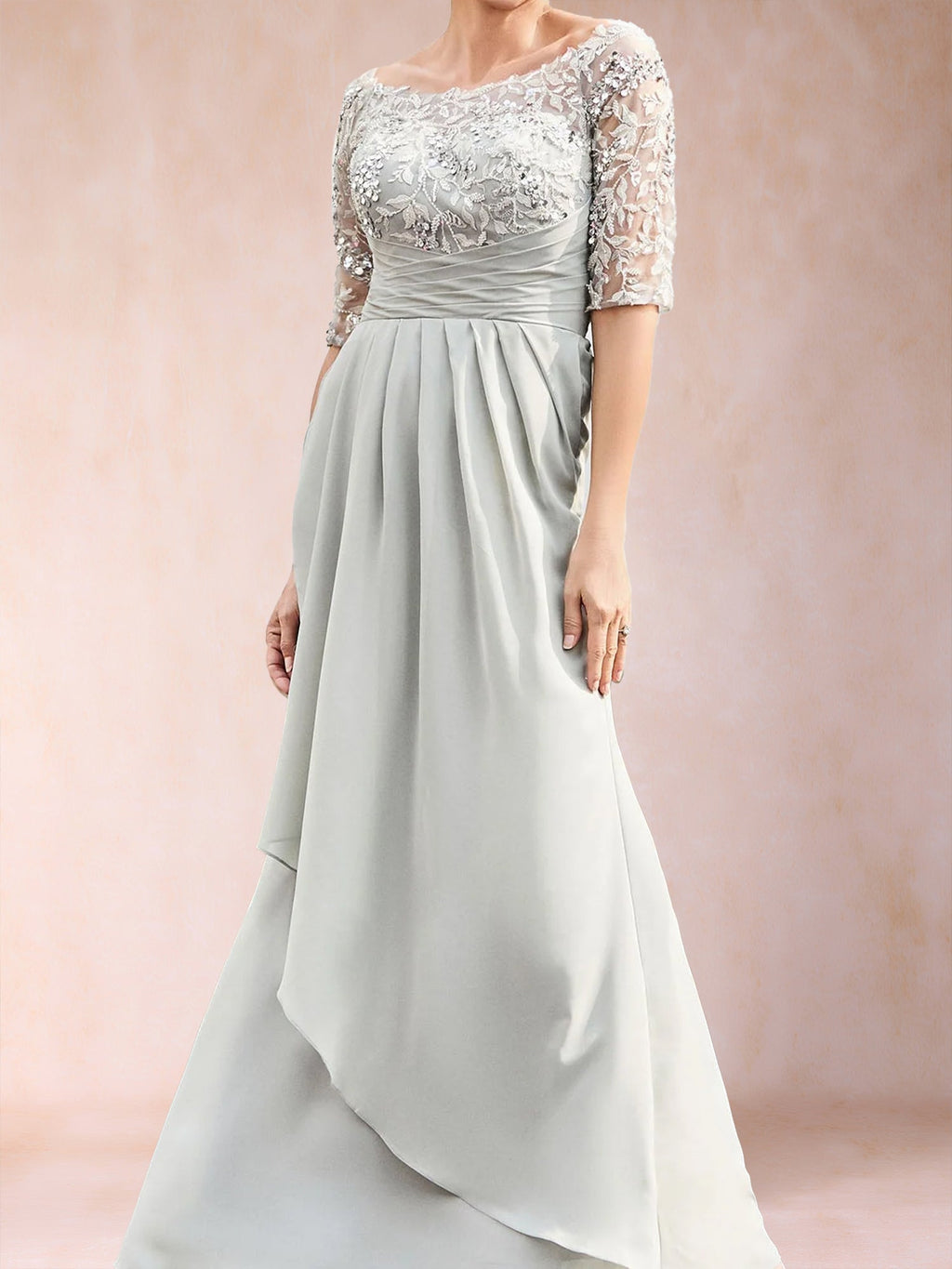Corinne June Silver side view mother of the bride dress