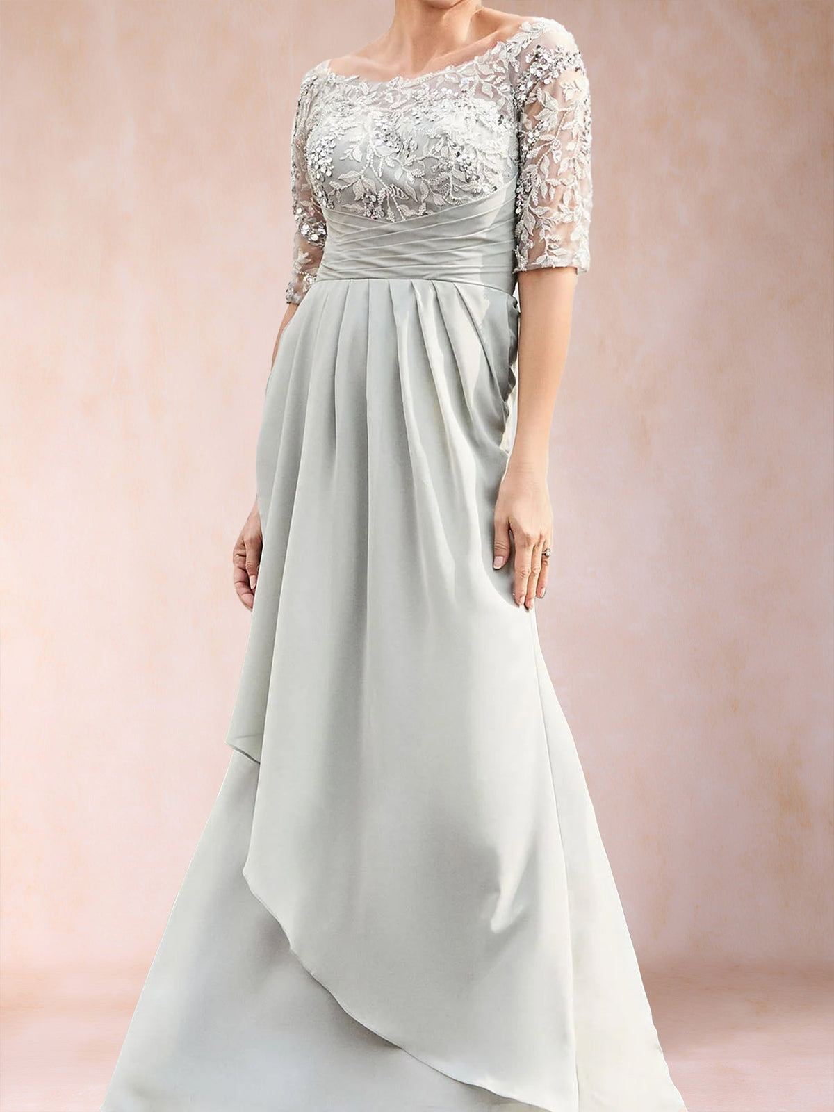 Corinne June Silver side view mother of the bride dress