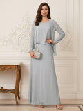 Zara Claire Silver front view mother of the bride dress
