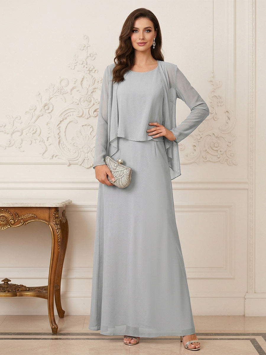 Zara Claire Silver front view mother of the bride dress