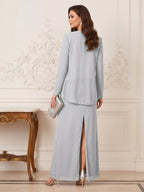Zara Claire Silver back view mother of the bride dress