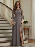 Natalia Grace Steel Grey front view mother of the bride dress