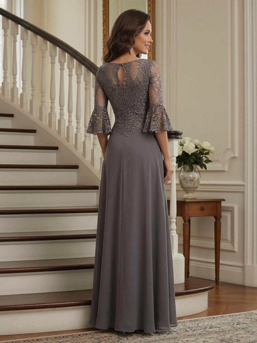 Natalia Grace Steel Grey back view mother of the bride dress