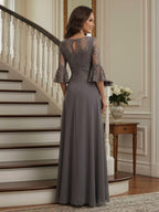 Natalia Grace Steel Grey back view mother of the bride dress