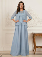 Kendra Rose Dusty Blue front view mother of the bride dress
