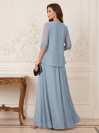 Kendra Rose Dusty Blue back view mother of the bride dress