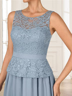Kendra Rose Dusty Blue side view mother of the bride dress