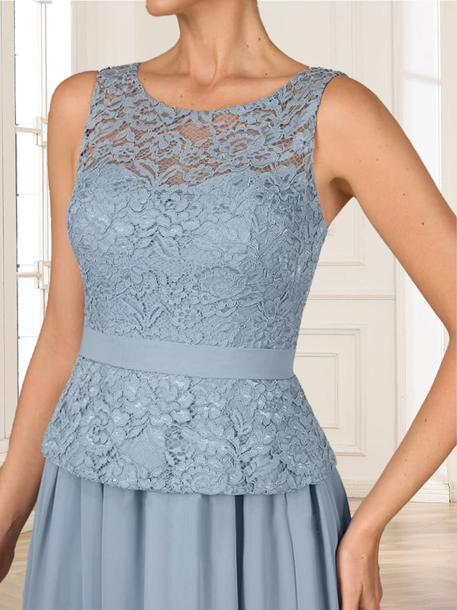 Kendra Rose Dusty Blue side view mother of the bride dress