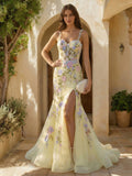 Celestia Noelle Yellow front view prom dress
