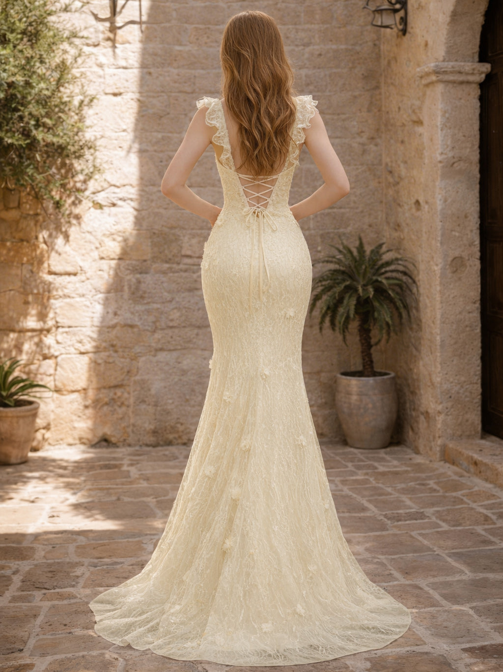 Aveloria Quinn Yellow back view prom dress