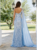 Althea Fern Sky Blue back view prom dress