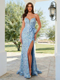 Zephyra Lane Sky Blue front view prom dress