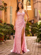 Xenia Dove Rose Pink front view prom dress