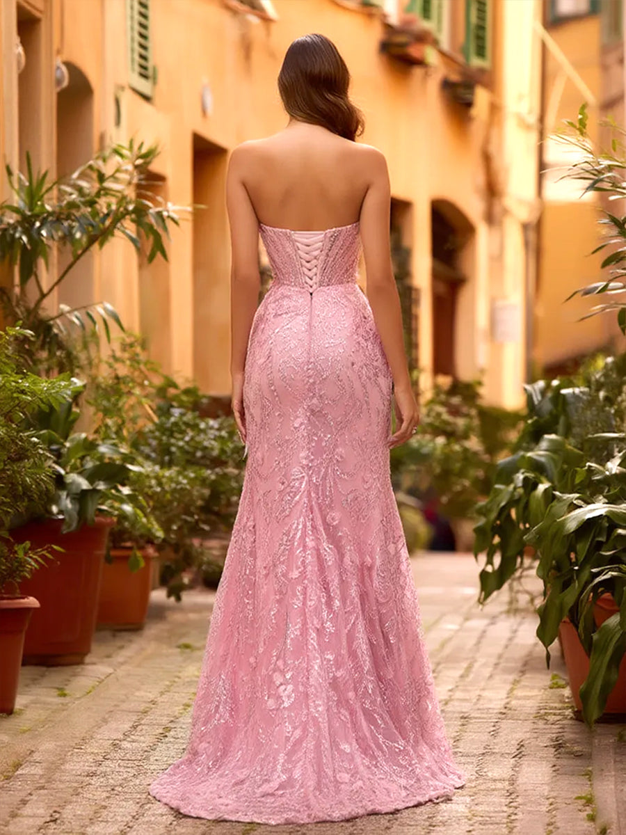Xenia Dove Rose Pink back view prom dress