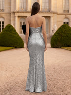 Ulyssa Hope Silver back view prom dress