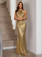 Rowena Star Gold front view prom dress