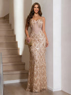 Quirina Eve Champagne front view prom dress