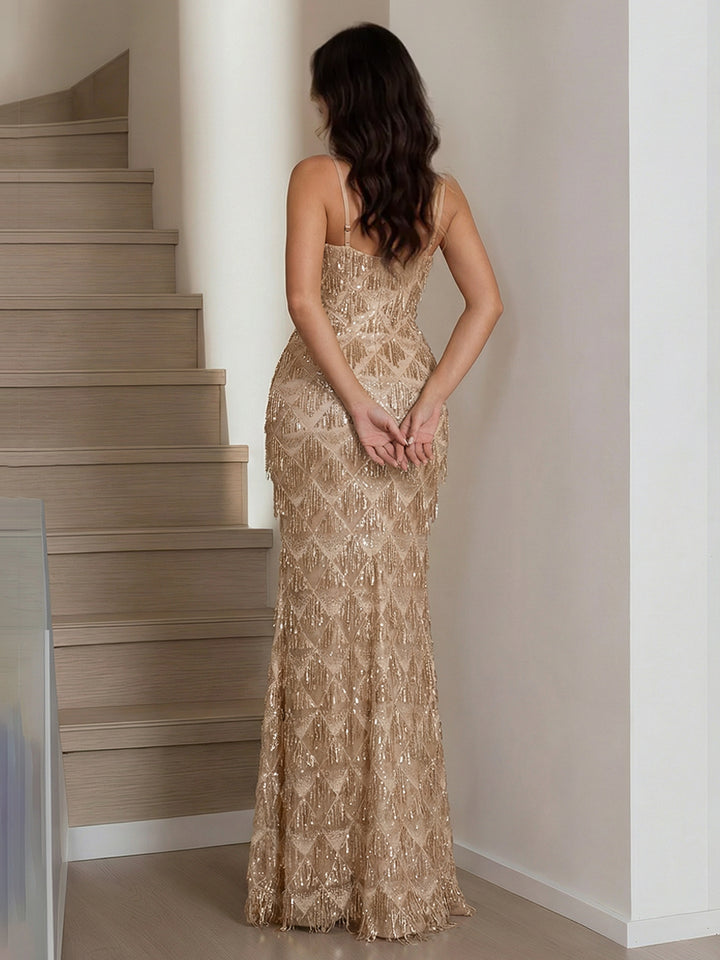 Quirina Eve Champagne back view prom dress