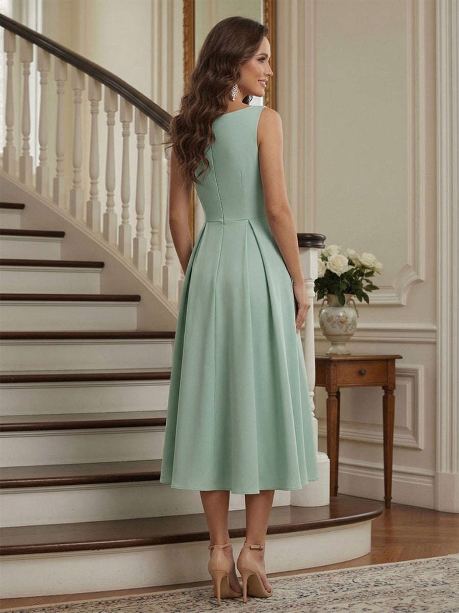 Prudence Rose Mint Green back view mother of the bride dress